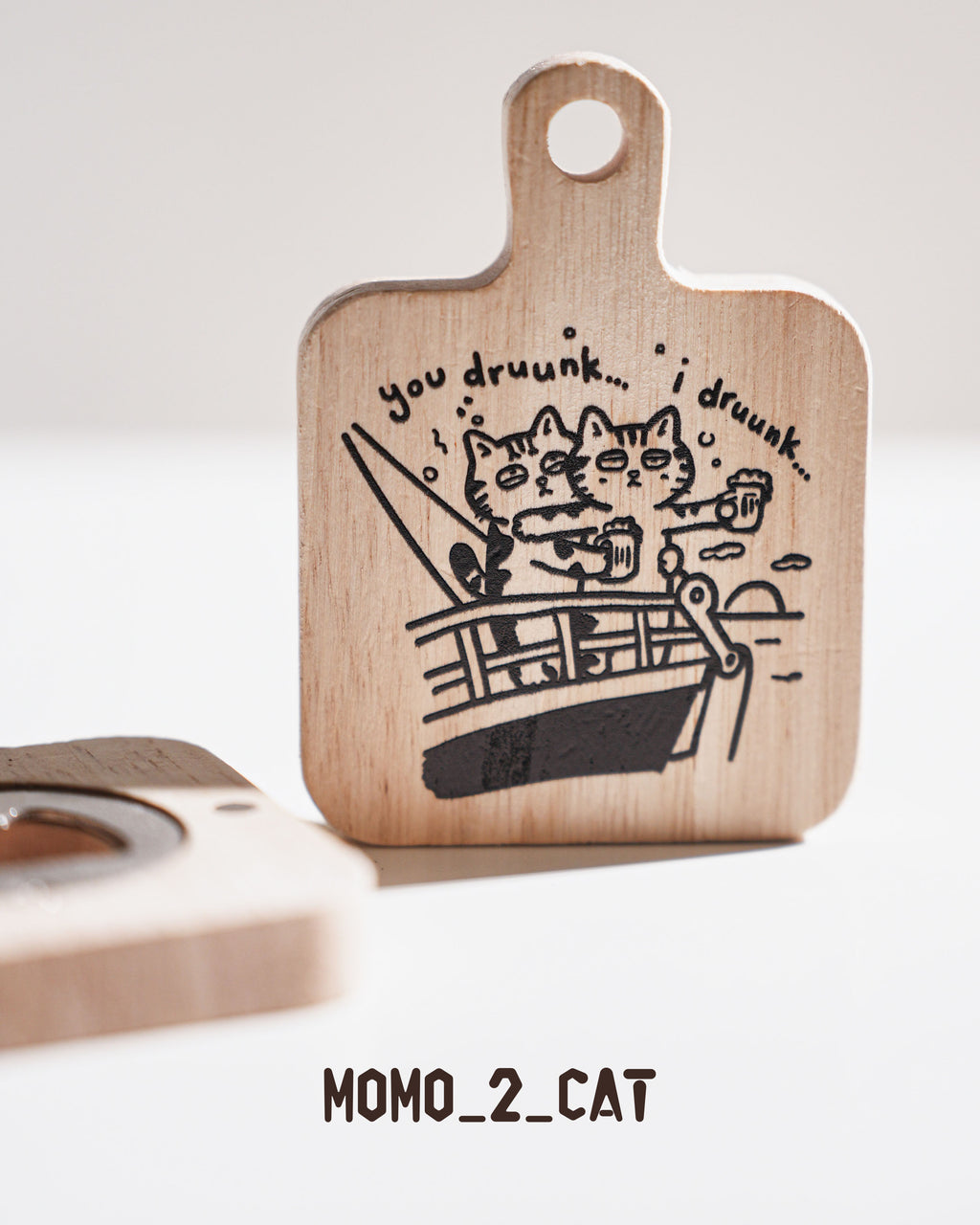 MOMO_2_Cat Wooden Bottle Opener Magnet